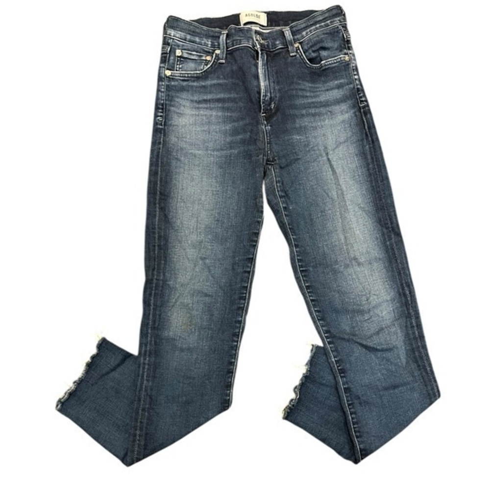 AGOLDE Sophie Crop Mid Rise Straight Leg Frayed Crop Jean